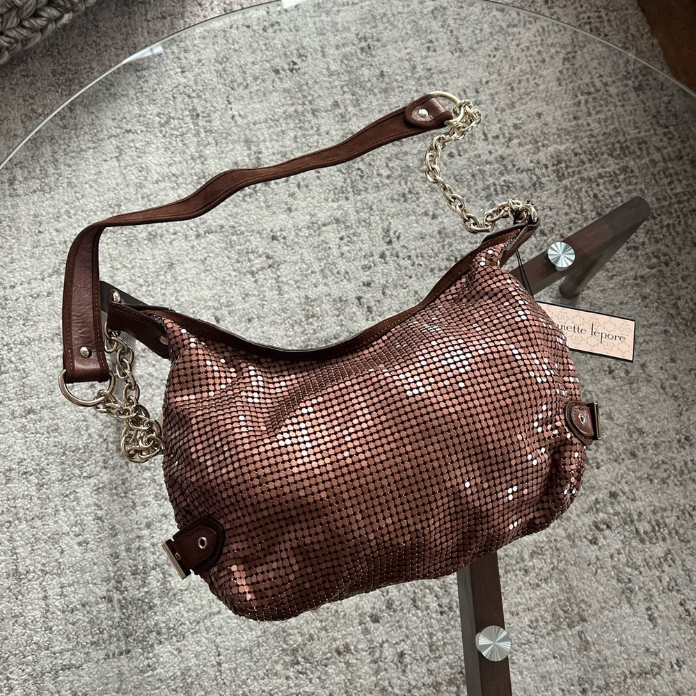 Nanette Lepore Brown Retro Chain Mesh Shoulder new Bag
